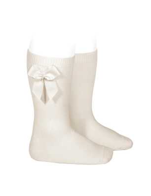 Calcetin Alto Algodón-Lycra Punto Liso y Lazo Condor