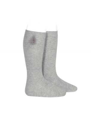 Calcetines Altos Punto Liso con Borla de Pelo Condor
