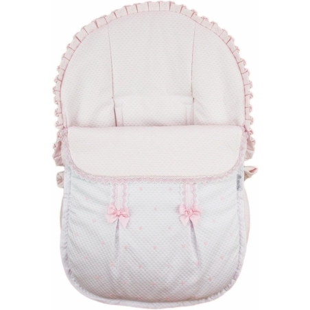 Saco Grupo 0 con Capota Modelo 704  Blanco / Rosa de Rosy Fuentes