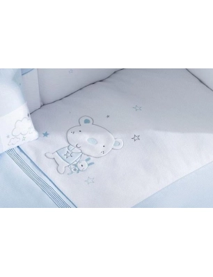 Nórdico cuna con Protector Osito Star de Pirulos Azul