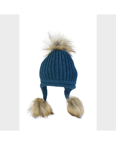 Gorro Punto Pompones Miralles Azul