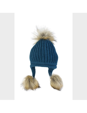Gorro Punto Pompones Miralles Azul
