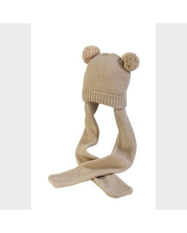 Gorro Punto Con Bufanda Miralles Beige