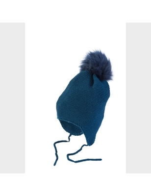 Gorro Bebe Punto Pompon Miralles Azul