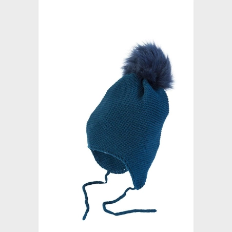 Gorro Bebe Punto Pompon Miralles Azul