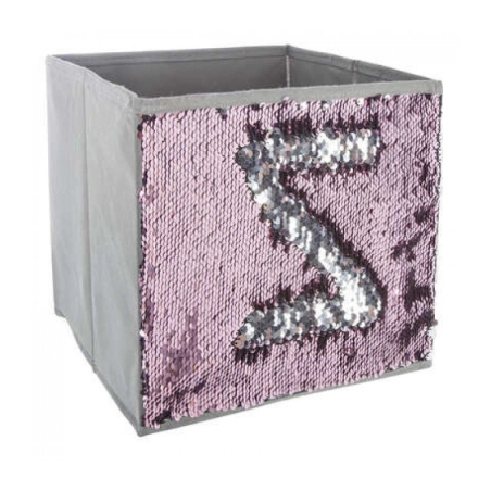 Caja de almacenaje de tela de Atmosphera Rosa / Plata