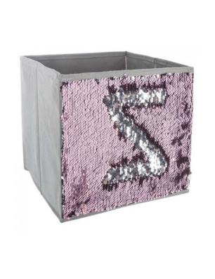 Caja de almacenaje de tela de Atmosphera Rosa / Plata