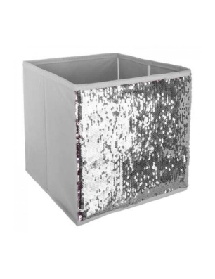Caja de almacenaje de tela de Atmosphera Rosa / Plata
