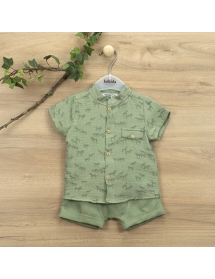 Conj. Pantalon Corto + Camisa Safari 42483 Babidu Verde