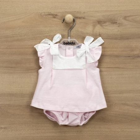 Conj.Ranita + Camisa Lazos Patuco 42350 Babidu Rosa
