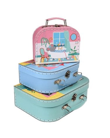 Juego 3 mini maletas de Rex London Mouse in a house