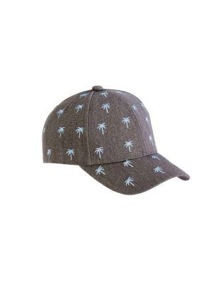 Gorra Lavada Bordados Palmeras Miralles Gris