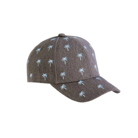 Gorra Lavada Bordados Palmeras Miralles Gris