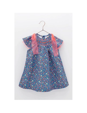 Vestido Estampado Manzanitas Foque Azul