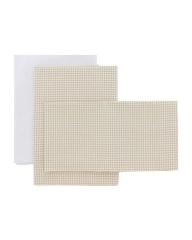 Juego de Sábanas Algodón para Minicuna Vichy 10 Cambrass Beige