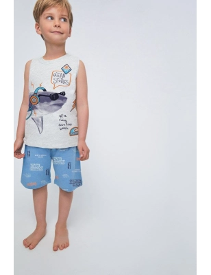 Pijama Infantil Niño Sin Mangas-Pantalón Corto "Summer Beach" Tobogan Azul