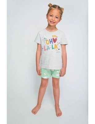 Pijama Infantil Niña Manga Corta-Pantalón Corto "Oh, La-La!" Tobogan Verde
