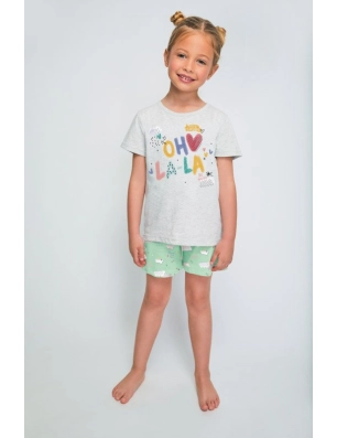 Pijama Infantil Niña Manga Corta-Pantalón Corto "Oh, La-La!" Tobogan Verde