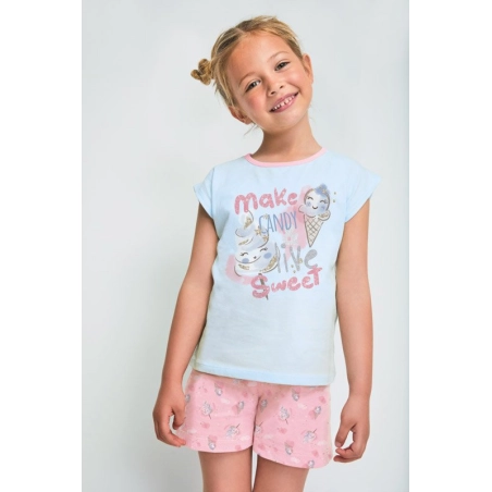 Pijama Infantil Niña Manga Corta-Pantalón Corto "Live Sweet" Tobogan Rosa