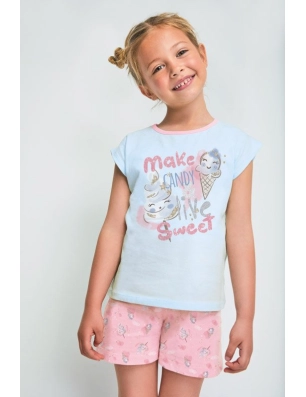Pijama Infantil Niña Manga Corta-Pantalón Corto "Live Sweet" Tobogan Rosa