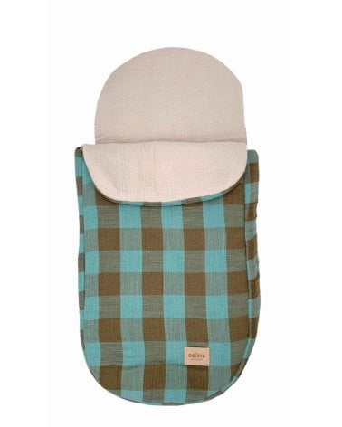 Saco Cuco Big Vichy Interior Punto de Giraffa Bianca e Blu Mint/piedra