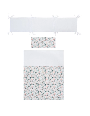 Funda Nórdica y Protector para cuna Flamingo de Bimbicasual