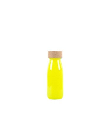 Botella sensorial con objetos flotantes de Petit Boum Amarillo Flúor
