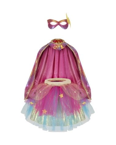 Disfraz Superheroína con antifaz de Great Pretenders Rosa / Dorado