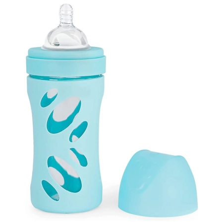 Biberón Anticólico Twistshake de cristal 260ml Azul Pastel