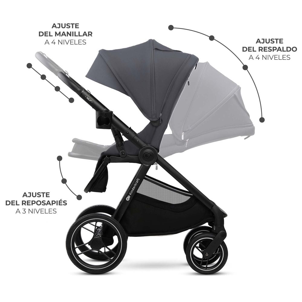 Cochecito 2 piezas Kinderkraft Nea - Capazo amplio y ventilado
